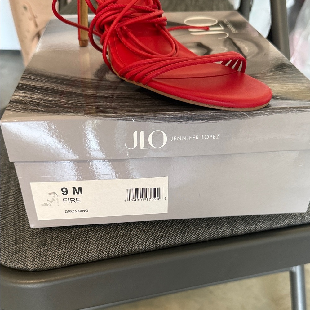 Jennifer Lopez Fire Red Strappy Sandals